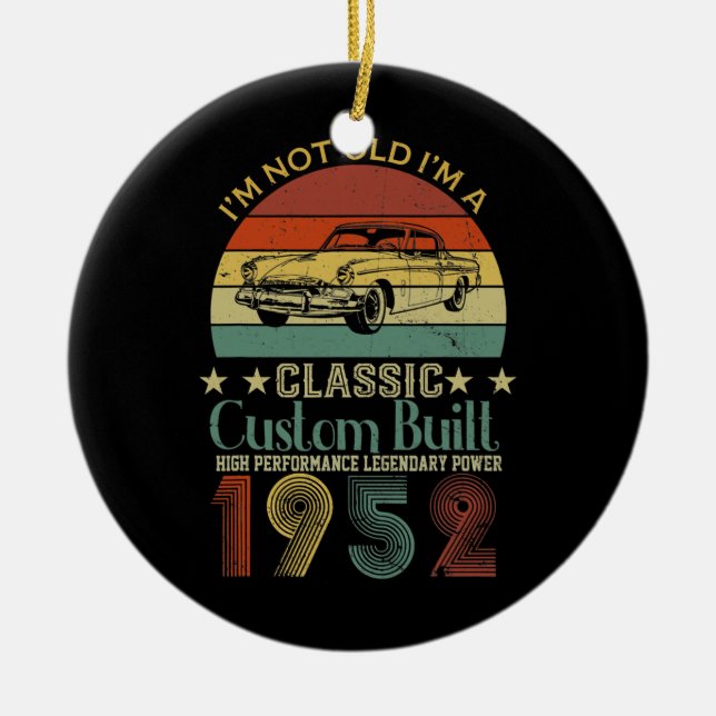 Adorno De Cerámica Regalos de cumpleaños 70 para hombres papa retro v (Frente)