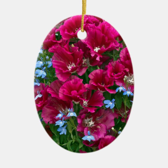 Adorno De Cerámica Regalos De Godetia Y Lobelia (Frente)