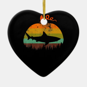 Adorno De Cerámica Regalos de Halloween con calabaza de tiburón retro