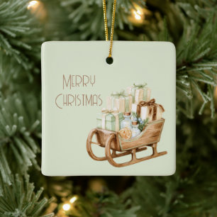 Adorno De Cerámica Regalos de menta de trineo de Navidad