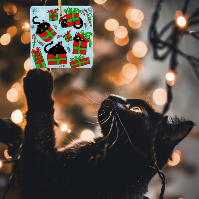 Adorno De Cerámica Regalos de Navidad de Gato Negro (Subido por el creador)