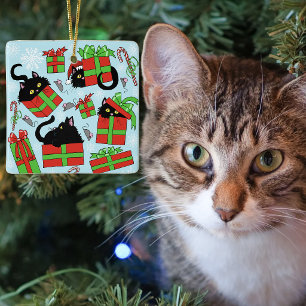 Adorno De Cerámica Regalos de Navidad de Gatos Negros