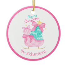 regalos de navidad rosados trineo árbol