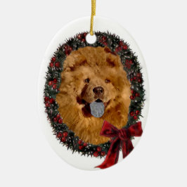Adorno De Cerámica Regalos de Navidades Chow Chow