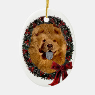 Adorno De Cerámica Regalos de Navidades Chow Chow
