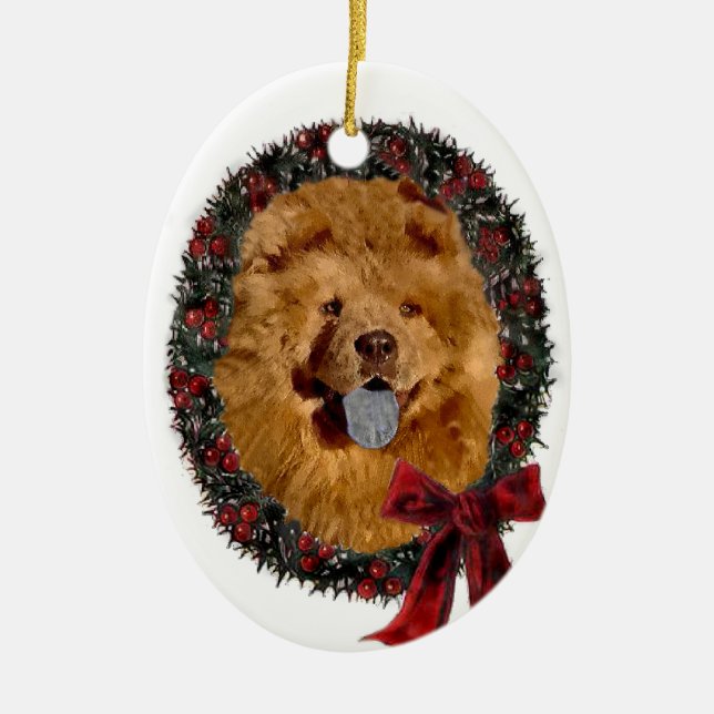 Adorno De Cerámica Regalos de Navidades Chow Chow (Frente)