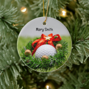 Adorno De Cerámica Regalos de Navidades con temática de golf para Gol