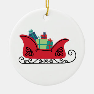 Adorno De Cerámica Regalos de Navidades de Santa Claus Sleigh