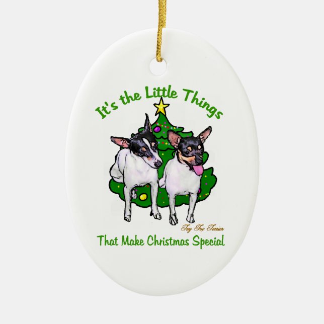 Adorno De Cerámica Regalos de Navidades de Toy Fox Terrier (Frente)