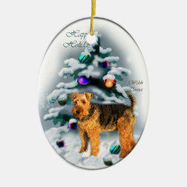 Adorno De Cerámica Regalos de Navidades de Welsh Terrier