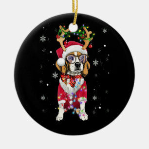 Adorno De Cerámica Regalos de Navidades ligeros de Santa Beagle