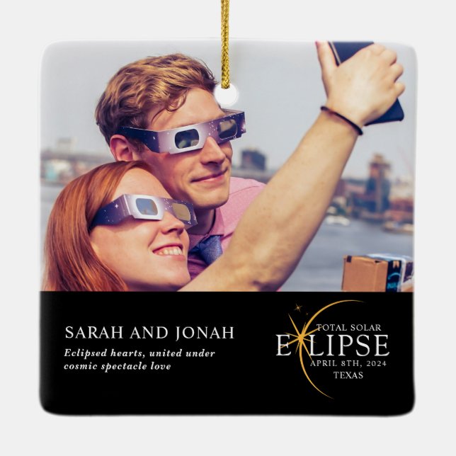 Adorno De Cerámica Regalos de parejas fotográficas de eclipse solar t (Reverso)