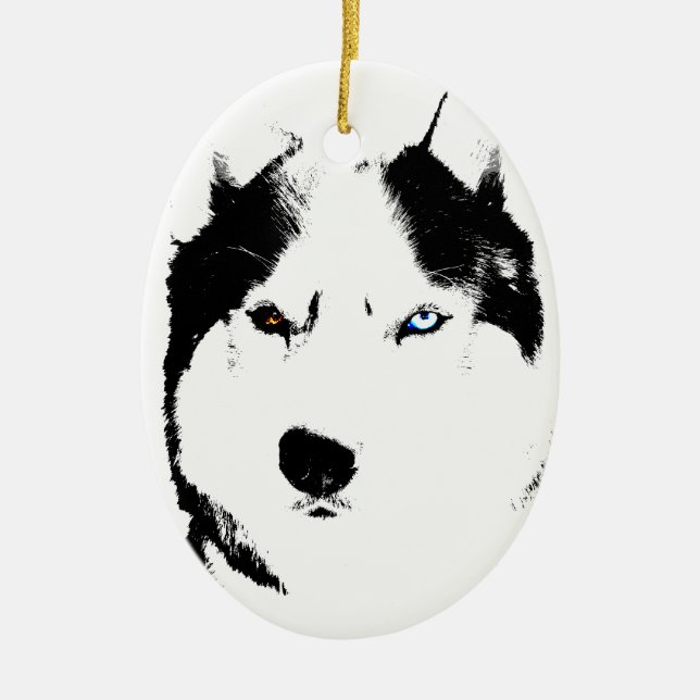 Adorno De Cerámica Regalos de Perro Husky Ornamute Keepsake (Frente)