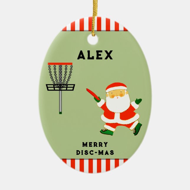 Adorno De Cerámica Regalos de vacaciones de disco golf (Frente)