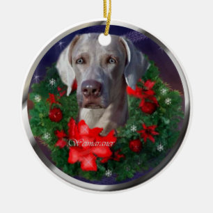 Adorno De Cerámica Regalos del navidad de Weimaraner