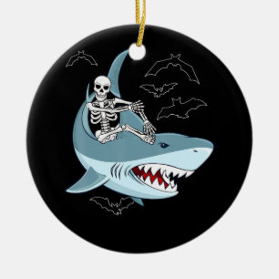 Adorno De Cerámica Regalos divertidos de Halloween en Skeleton Riding