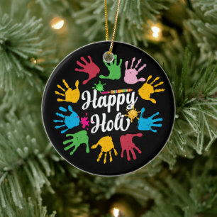 Adorno De Cerámica Regalos felices del Festival Holi Hindú de Manos
