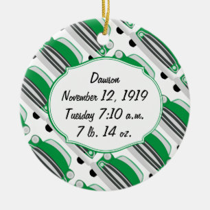Adorno De Cerámica Regalos para Baby Shower de Auto Retro Verde Dulce