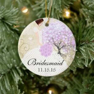 Adorno De Cerámica Regalos para Damas de Honor Morenas Árbol de Coraz