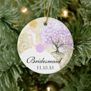 Adorno De Cerámica Regalos para Damas de Honor Rubias Árbol de Corazó