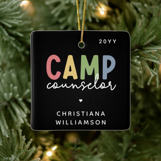 Adorno De Cerámica Regalos personalizados de consejero de campamento (Árbol)