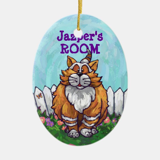 Adorno De Cerámica Regalos y accesorios para gatos de jengibre (Frente)