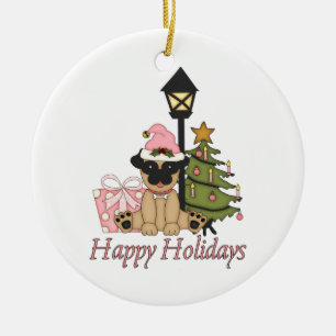 Adorno De Cerámica Regalos y tarjetas de los Navidades de Pug de pers