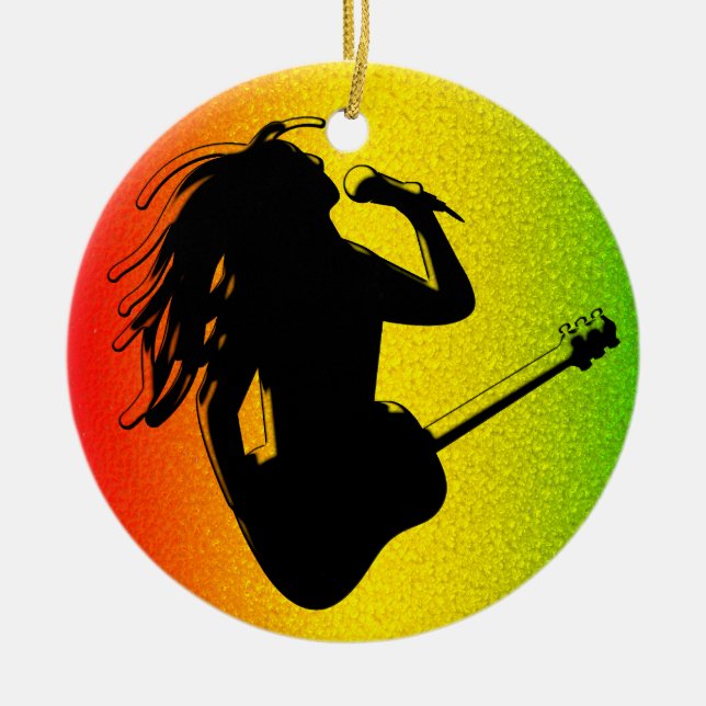 Adorno De Cerámica Reggae Rastafarian Standard Round Ornament (Frente)