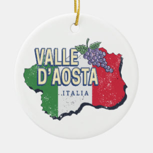 Adorno De Cerámica Región del Valle de Aosta Italia Mapa de recuerdo