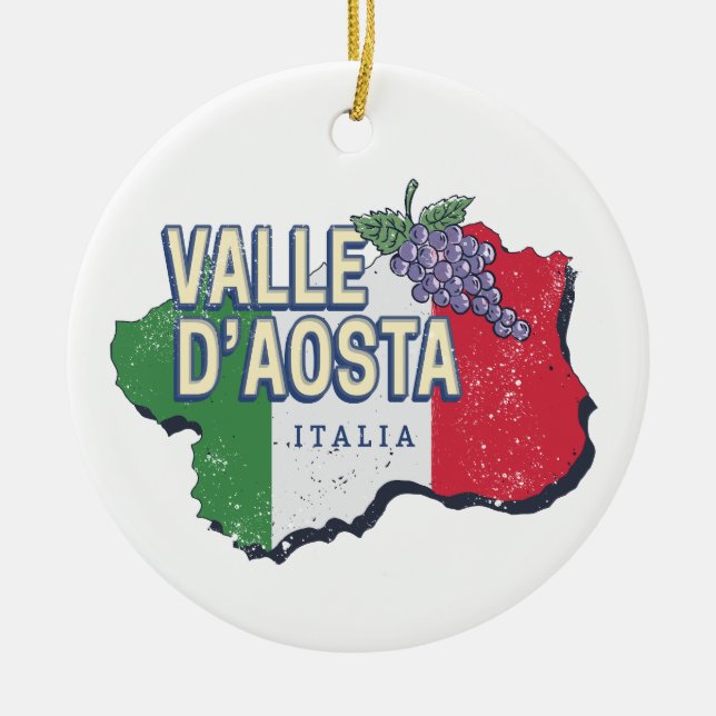 Adorno De Cerámica Región del Valle de Aosta Italia Mapa de recuerdo  (Frente)