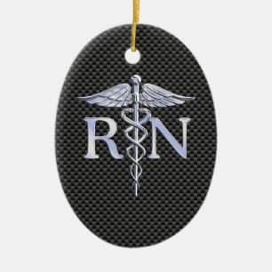 Adorno De Cerámica Registered Nurse RN Caduceus Snakes Decor