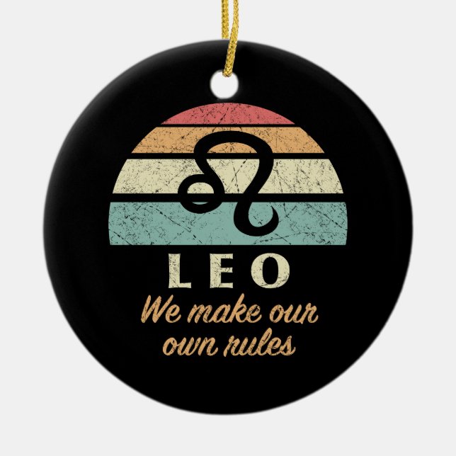Adorno De Cerámica Reglas divertidas de Leo Zodiac (Frente)