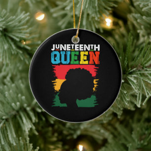 Adorno De Cerámica Reina de Juneteenth Afro Negro Melanina Niña