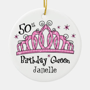 Adorno De Cerámica Reina LT Tiara 50 cumpleaños