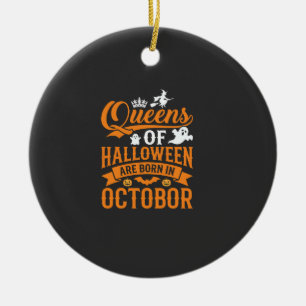 Adorno De Cerámica Reinas de Halloween Nacidas en Octubre Tipografía