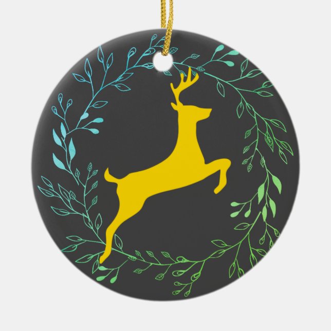 Adorno De Cerámica Reindeer - Blitzen (Frente)