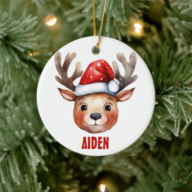 Adorno De Cerámica Reindeer Face Niños Personalizados Mug (Árbol)