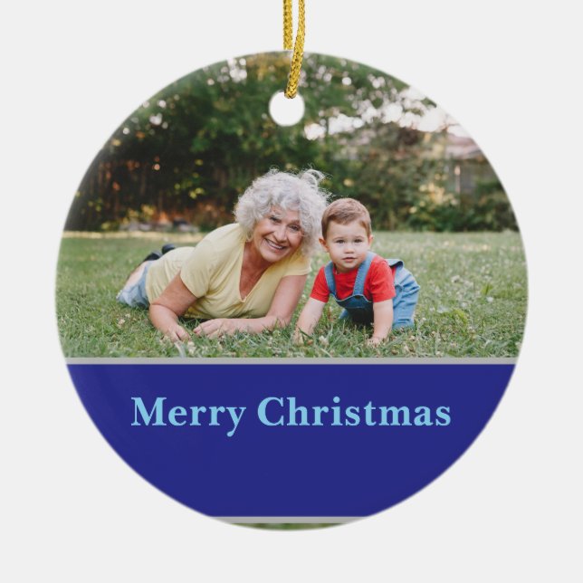 Adorno De Cerámica Reindeer Silhouette Christmas Greeting and Photo  (Frente)