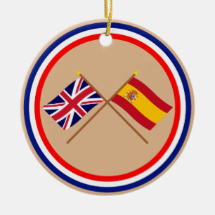Adorno De Cerámica Reino Unido y banderas cruzadas España
