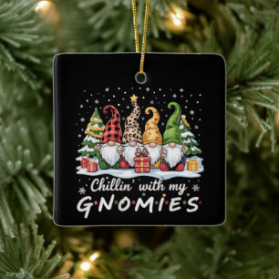 Adorno De Cerámica Relajándome con mis amigos gnomos de Navidad