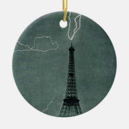 Adorno De Cerámica Relámpago que impacta la Torre Eiffel