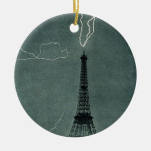 Adorno De Cerámica Relámpago que impacta la Torre Eiffel