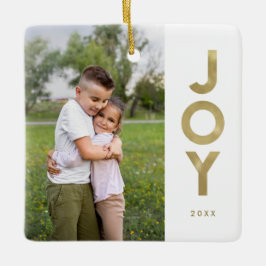 Adorno De Cerámica Relieve metalizado dorado Mira Navidades JOY Foto
