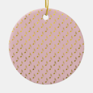 Adorno De Cerámica Relieve metalizado metálico rosado de las notas