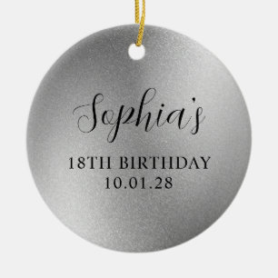 Adorno De Cerámica Relieve metalizado Silver Glam 18th Birthday