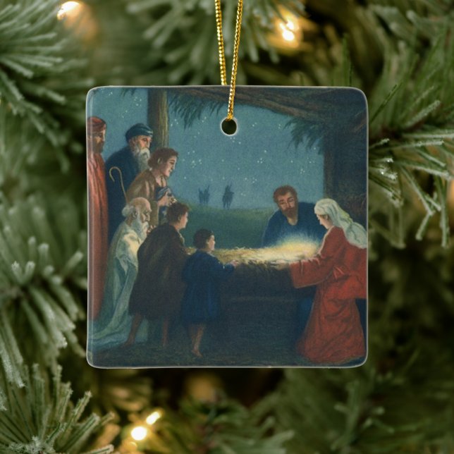 Adorno De Cerámica Religión antigua, Adoración de los pastores (Árbol)