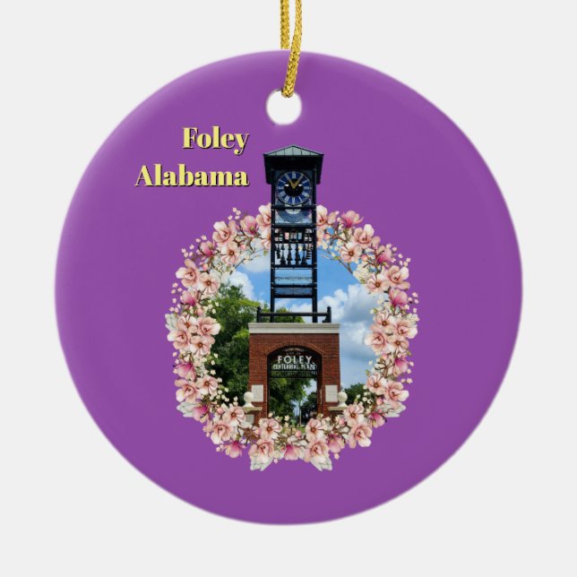 Adorno De Cerámica Reloj del centenario de la plaza, Foley Alabama Mo (Frente)