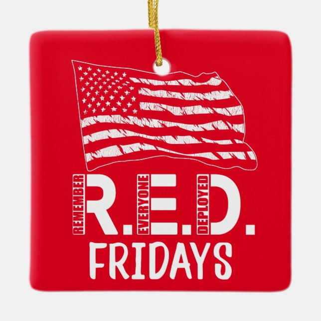 Adorno De Cerámica Remember Everyone Deployed Red Fridays Christmas (Anverso)