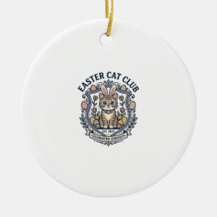 Adorno De Cerámica Remera gráfica de gato de Pascua - Easter Cat Club