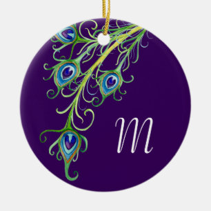 Adorno De Cerámica Remolino de las plumas del pavo real del estilo de